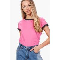 cotton ringer basic t shirt pink