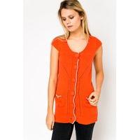 contrast trim sleeveless cardigan