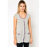 Contrast Trim Sleeveless Cardigan