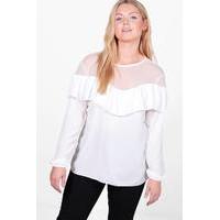 connie ruffle detail top ivory