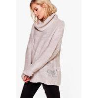 Cowl Neck Jumper - silver