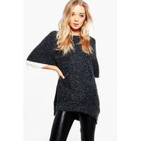 Contrast Knit Jumper - charcoal