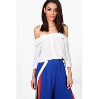 Cold Shoulder Woven Top - white