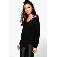 cold shoulder jumper black