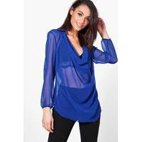 cowl neck shirt cobalt