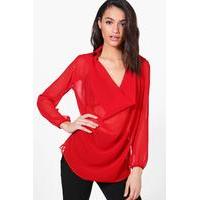 Cowl Neck Shirt - red