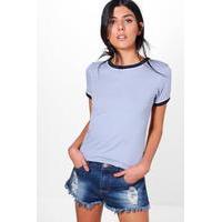 contrast ringer tee blue