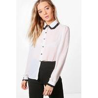 Contrast Trim Shirt - white