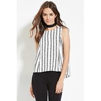 contemporary striped split back top