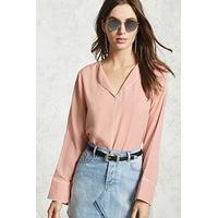 Collarless Contrast-Trim Shirt
