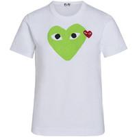 comme des garcons white t shirt play by comme de garcon with green hea ...