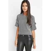 contemporary frayed two tone knit top