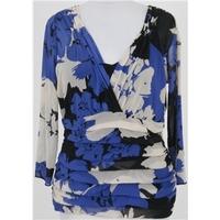Coast, size M blue, black & cream patterned top