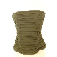 Coast Size 12 Olive Green Strapless Ruched Top