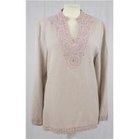 Cotton Traders - Size 10 - Almond - Embroidered & Sequined Smock Blouse