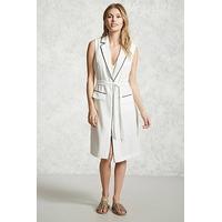 contrast piped longline sleeveless jacket