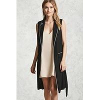 contrast piped longline sleeveless jacket