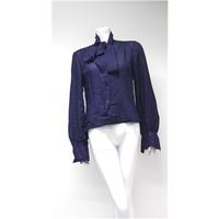 Courtaulds Tricel Size 16 Navy Bow Blouse Courtaulds Tricel - Size: 16 - Blue - Blouse