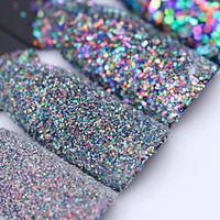 Colorful Shining Nail Glitter Sequins 3g Hexagon Flakies Powder Dust 0.15mm-1mm Manicure Nail Art Decoration