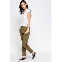 Cotton Blend Straight Leg Trousers