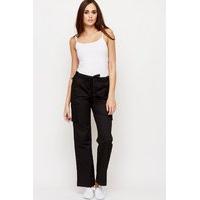 Cotton Blend Embroidered Pocket Trousers