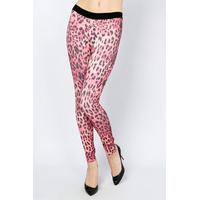 coloured leopard print elastic leggings