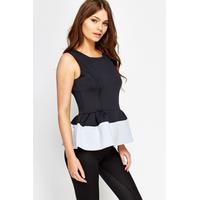 Contrast Hem Peplum Top