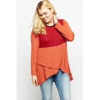 colour block wrap hem top