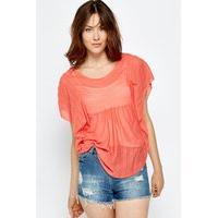 Coral Knitted Batwing Top