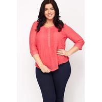 Coral Sheer Pleated Front Top