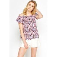 Cold Shoulder Strap Printed Top