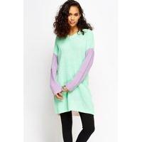 Colour Block Knitted Long Jumper