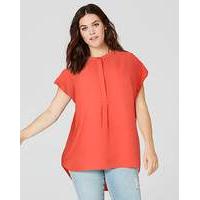 coral placket pleat front blouse