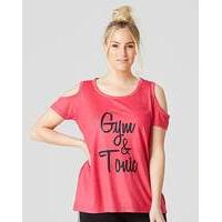 Cold Shoulder Slogan Top