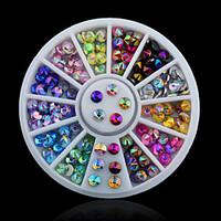 colorful sharp crystal ab 3d nail rhinestone wheel shiny glitter nail  ...