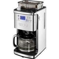 Coffee maker Unold Stainless steel, Black Cup volume=12 Display, Glass jug, Timer, Plate warmer, incl. grinder