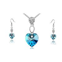 Colourful Crystal Heart Jewellery Set