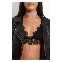 Coco Silver Diamante Drop Choker