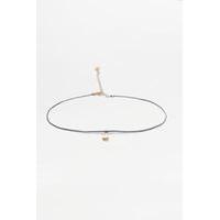 Cord and Charm Choker Necklace, GREY