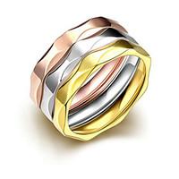 Concise Mixed Color Titanium Steel Eternity 3 in 1 Band Wedding Ring Set Jewellery for Women Accessiories