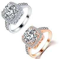 Couple Rings Crystal Crystal Alloy Love Fashion Silver Golden Jewelry Wedding Party Gift Daily Valentine 1pc