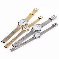 Couple\'s White Case Stainless Steel Band Wrist Fashion Dress Watch Cool Watches Unique Watches