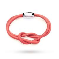 Coral Soft Nappa Leather Infinity Bracelet With Stainless Steel Magnetic Clasp