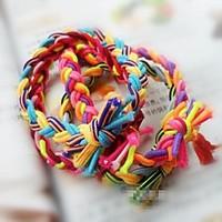 Contrast Color Hand-woven Hair Bands Elastic Wide Version Twist Braid Rope (Color Random)