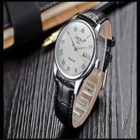 couples fashion watch quartz leather band casual black brown