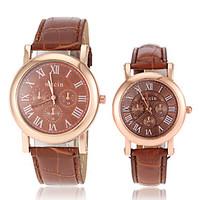 Couple\'s Casual Gold Case PU Band Quartz Wrist Watch (Assorted Colors) Cool Watches Unique Watches