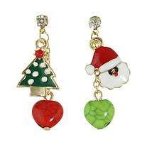 Colorful Enamel Snowman Tree Shape Drop Earrings