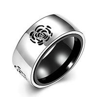Concise Silver Color Titanium Steel Flower Figure Eternity Band Wedding Ring Jewellery for Women Accessiories