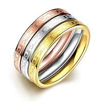 Concise Mixed Color Titanium Steel Eternity 3 in 1 Band Wedding Ring Set Jewellery for Women Accessiories