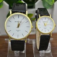 Couple\'s Fashion Watch Casual Watch Quartz PU Band Black Brown Strap Watch